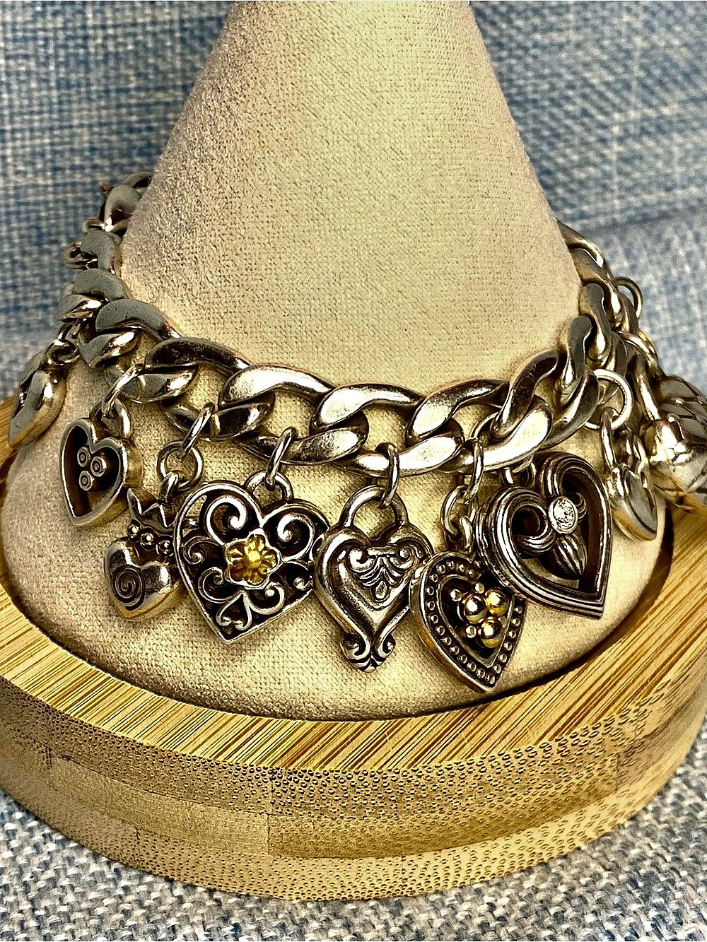 Brighton Mixed-Tone Heart Charm Bracelet